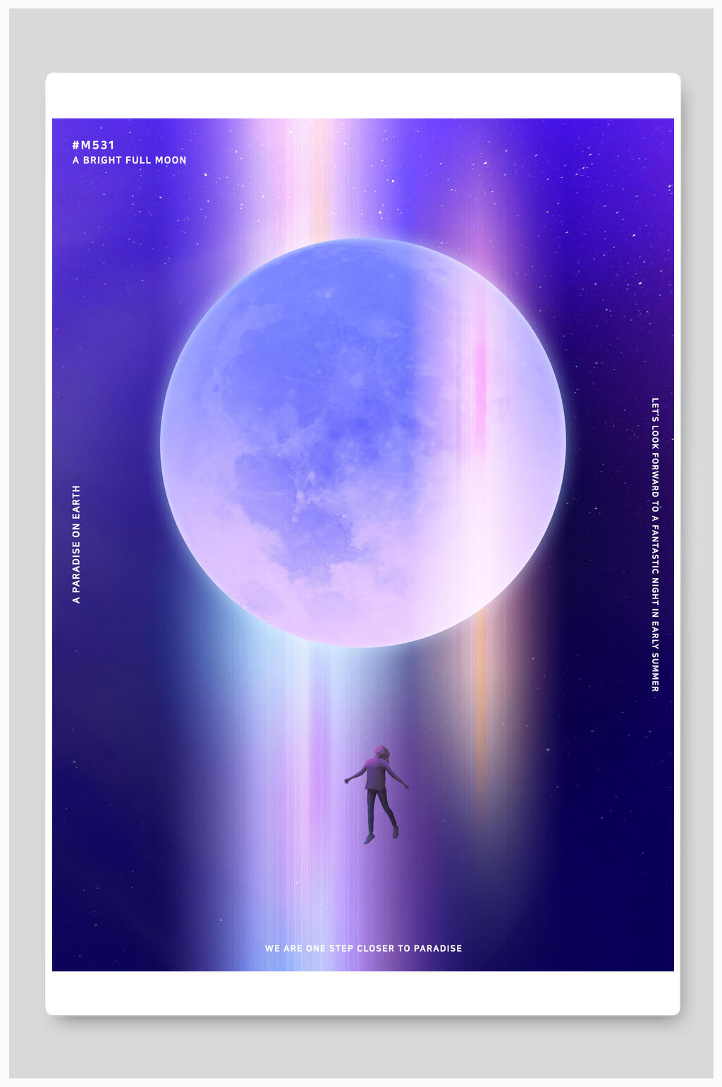 人物梦幻月球幻彩渐变圆月背景素材