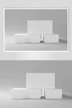 立体留白方形灰色包装盒贴图样机