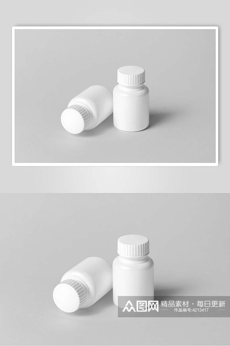 瓶子灰色创意高端立体药品包装样机素材