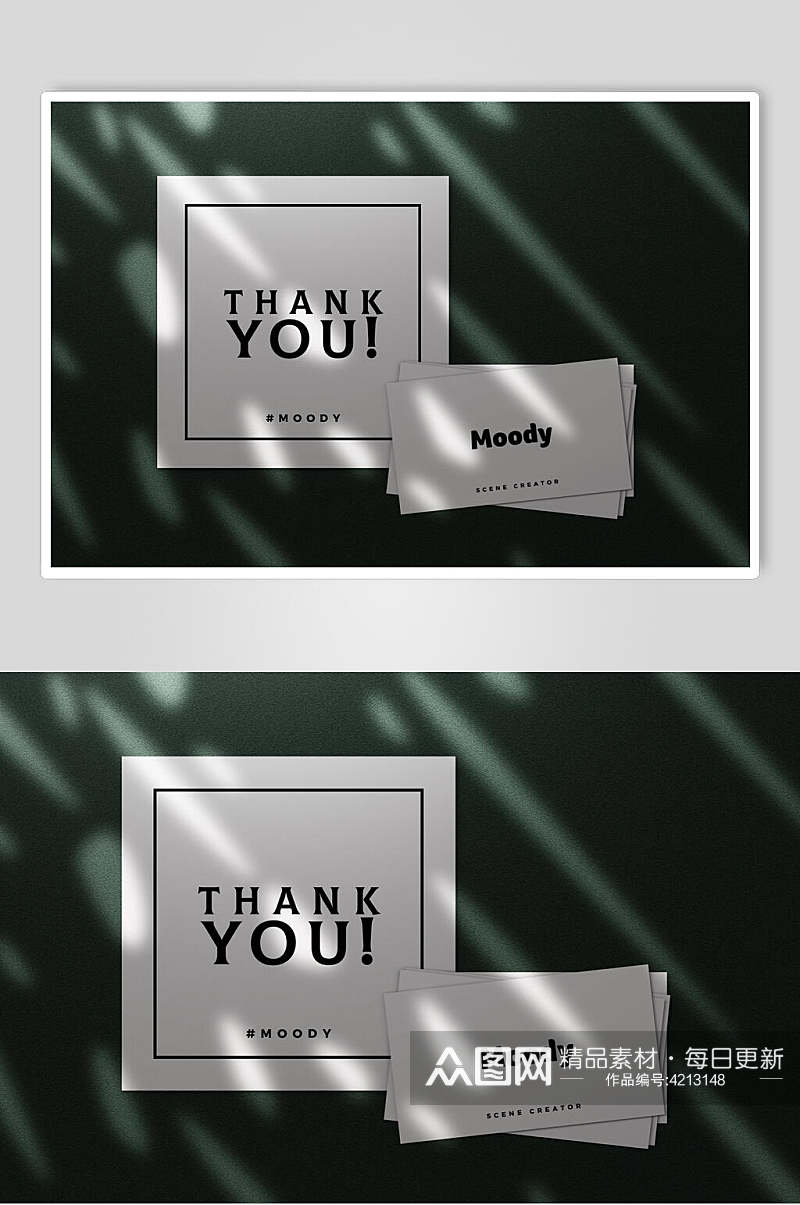 阳光线条创意绿明信片卡片海报样机素材