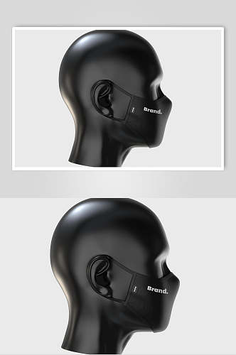 黑色英文简约口罩包装设计展示样机