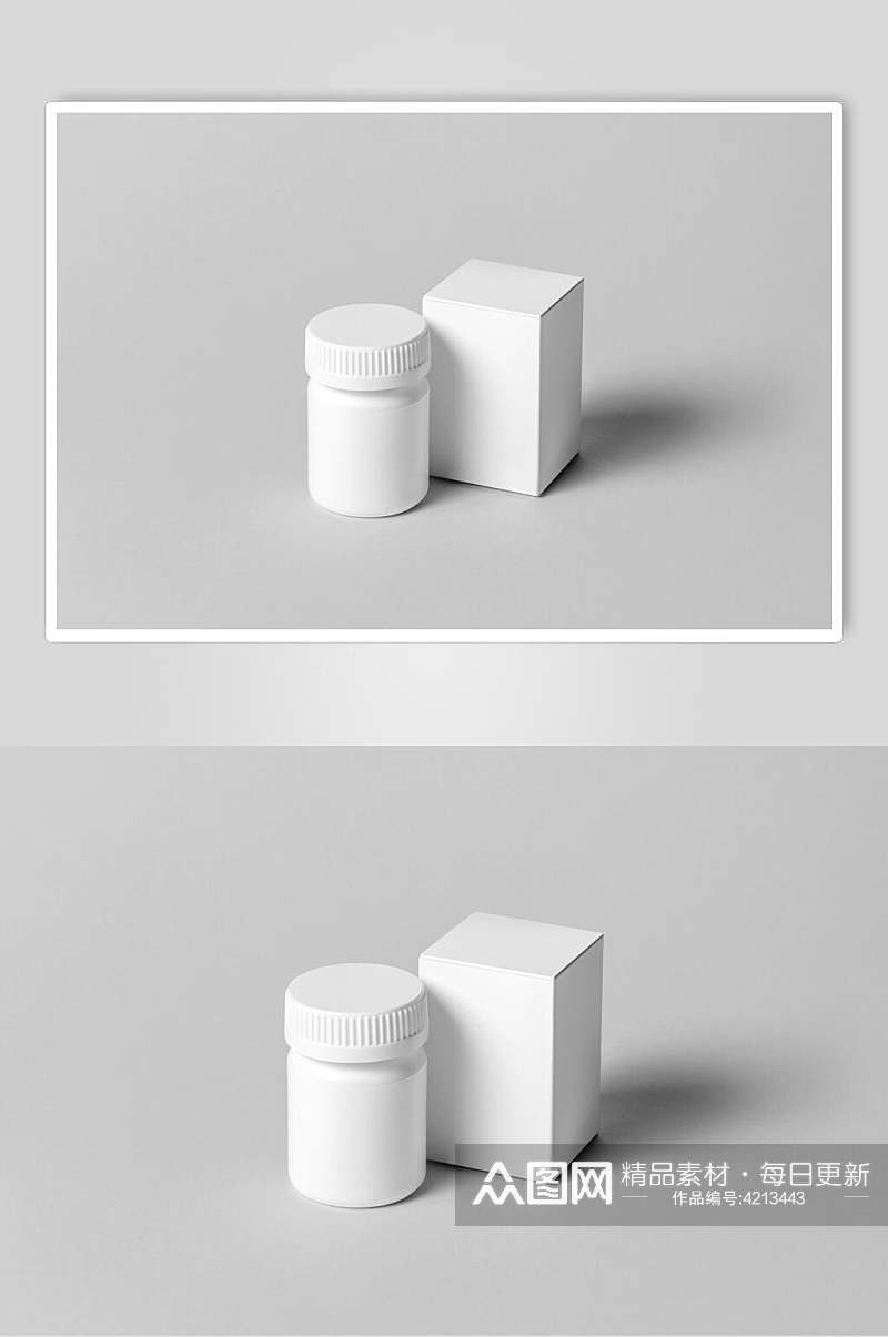 高端白色药品包装样机效果图素材