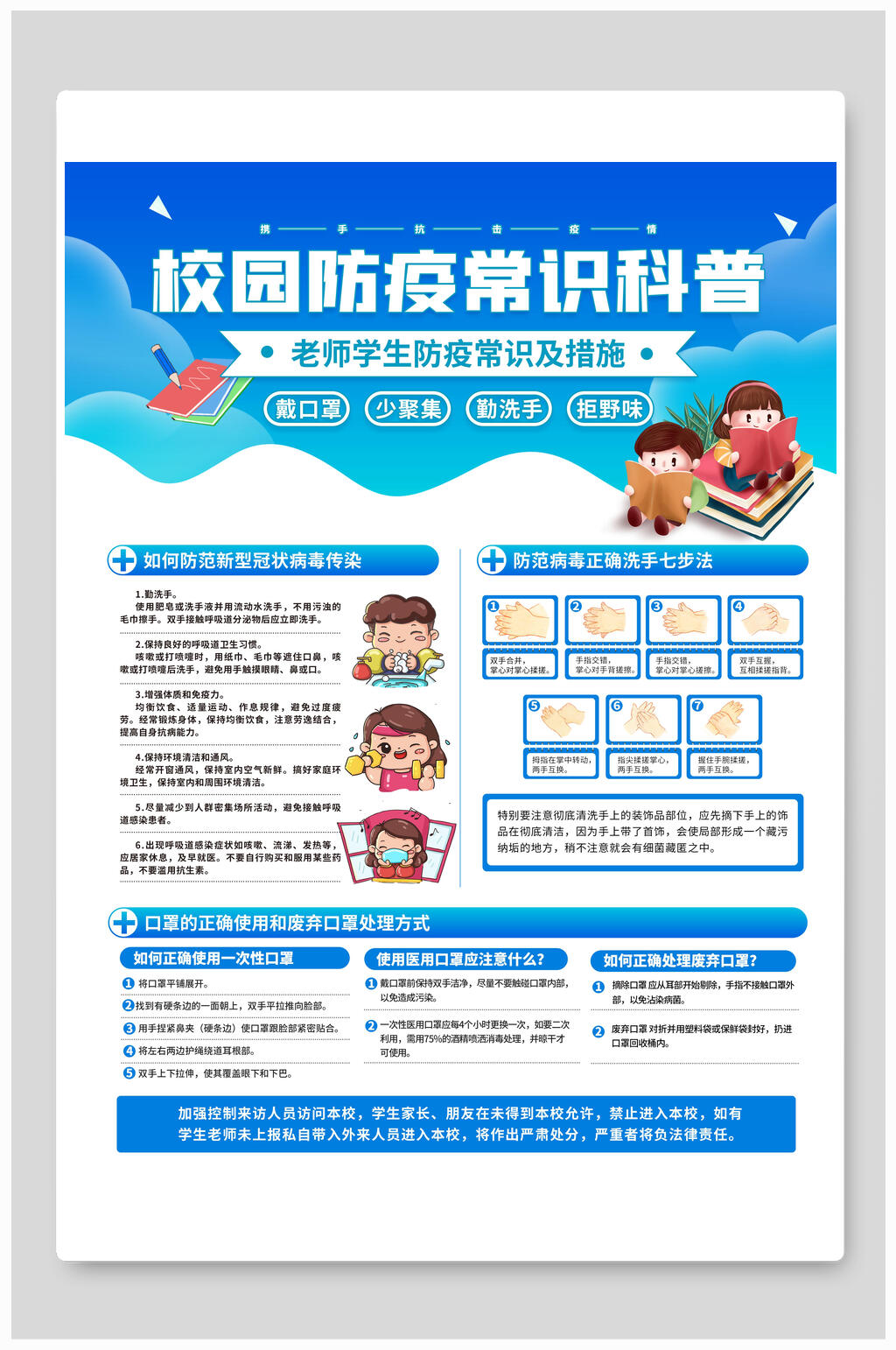 校园防疫常识科普海报素材