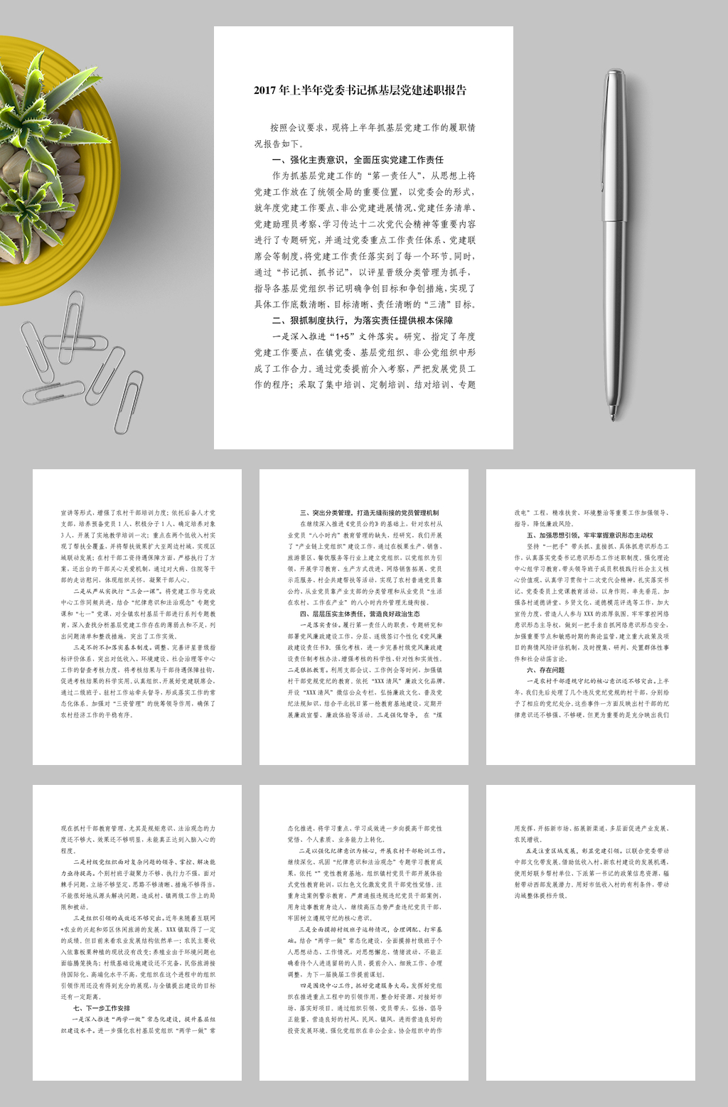 上半渤海镇党委书记抓基层党建述职报告WORD素材
