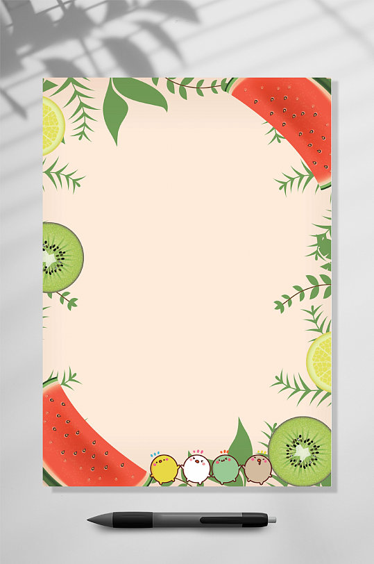 水果感谢信信纸背景WORD-众图网