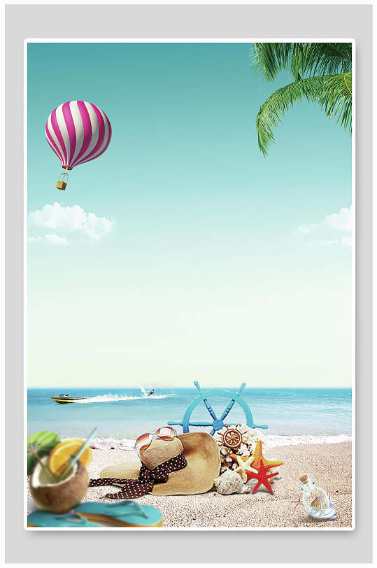 阳光海滩沙滩大海背景