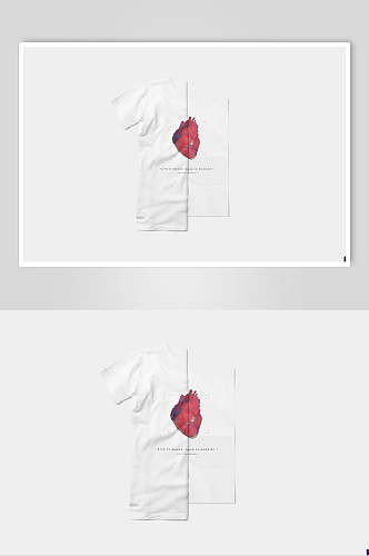 手绘红白创意高端T恤设计贴图样机