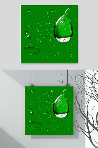 简洁绿色水滴水花水波设计素材