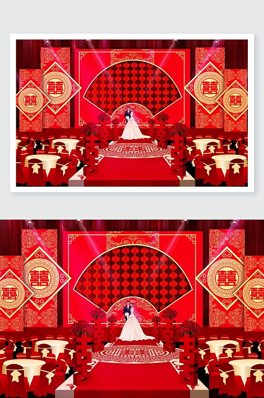 中式扇形婚礼舞美设计