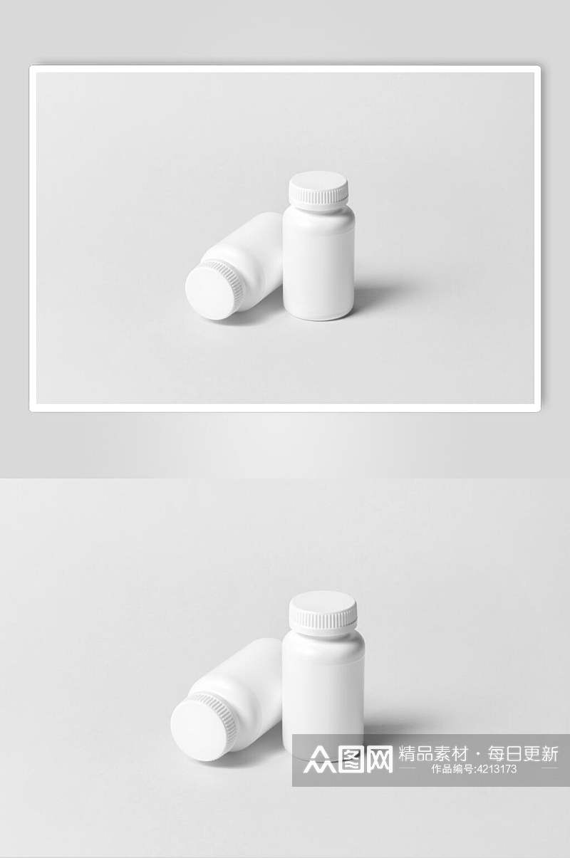 瓶子灰白创意高端简约药品包装样机素材