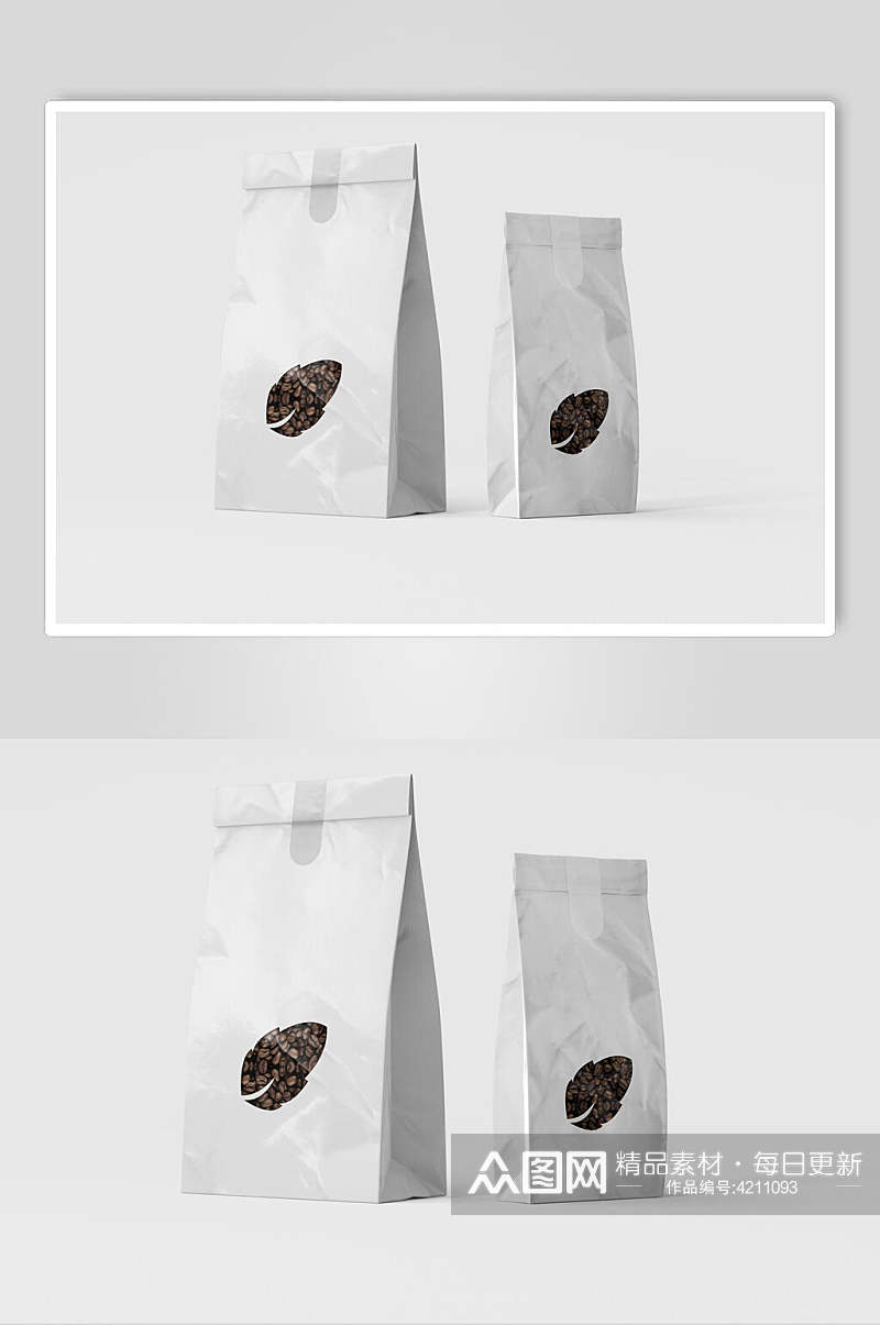 灰色袋子简约风咖啡袋包装展示样机素材