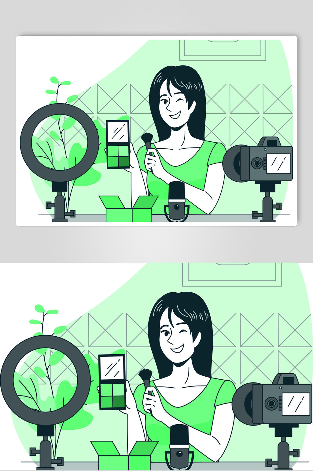 青色卡通互联网手机交互插画矢量素材素材