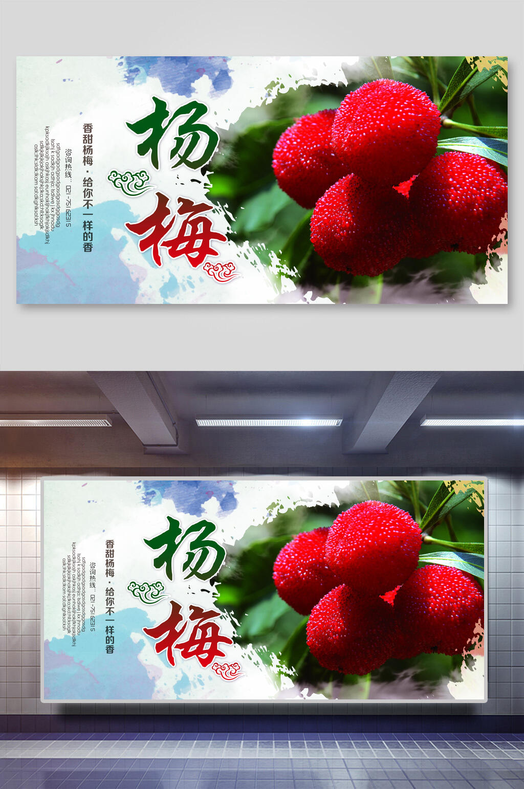 杨梅水果展板素材