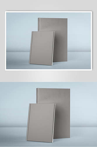 方形蓝黑书籍画册海报卡片展示样机