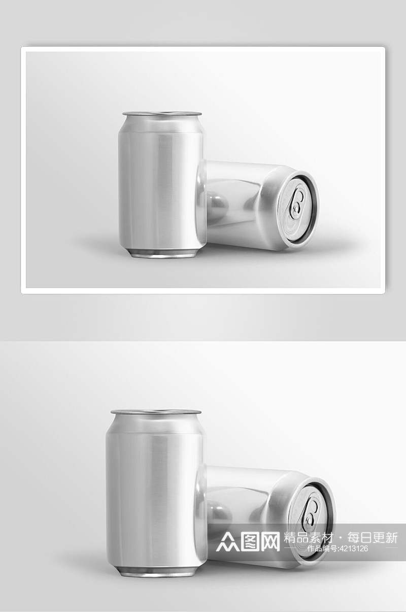 反光灰色创意高端瓶子易拉罐样机素材