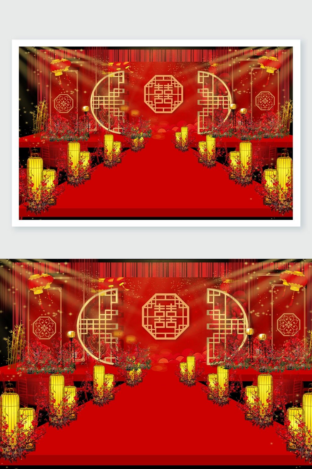 喜慶隆重紅色婚禮舞美素材