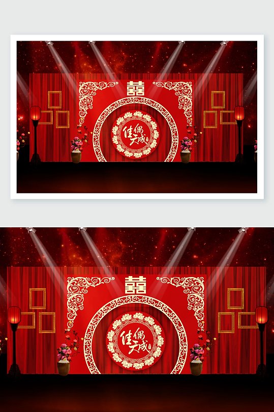 佳偶天成中式婚礼舞美设计-众图网