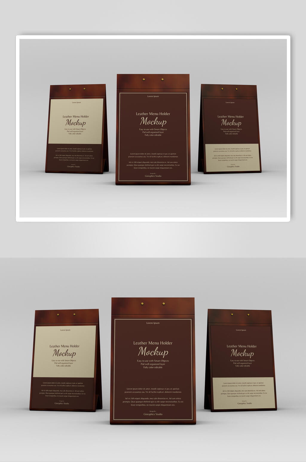 褐色简约创意高端皮革菜单产品样机素材