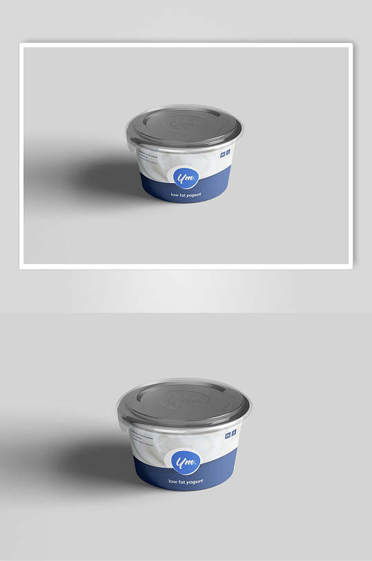 蓝白色时尚透明盖酸奶杯样机