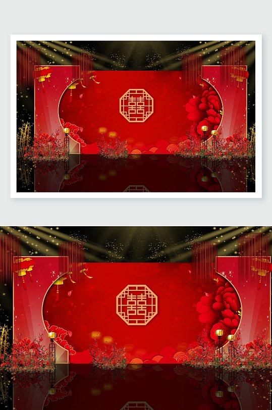 大气红色婚礼舞美-众图网