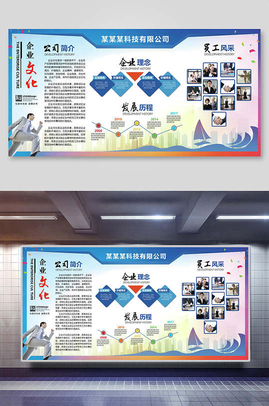 某某科技公司企业文化公司简介企业理念发展历程企业文化展板
