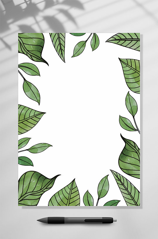 绿叶边便签信纸WORD-众图网