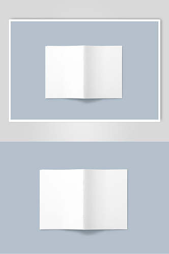 对折蓝白书籍画册海报卡片展示样机