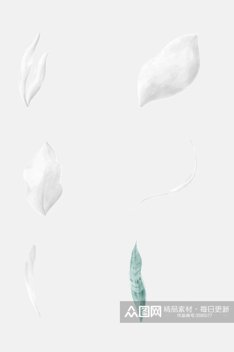 白色水彩棉花卉免抠素材素材