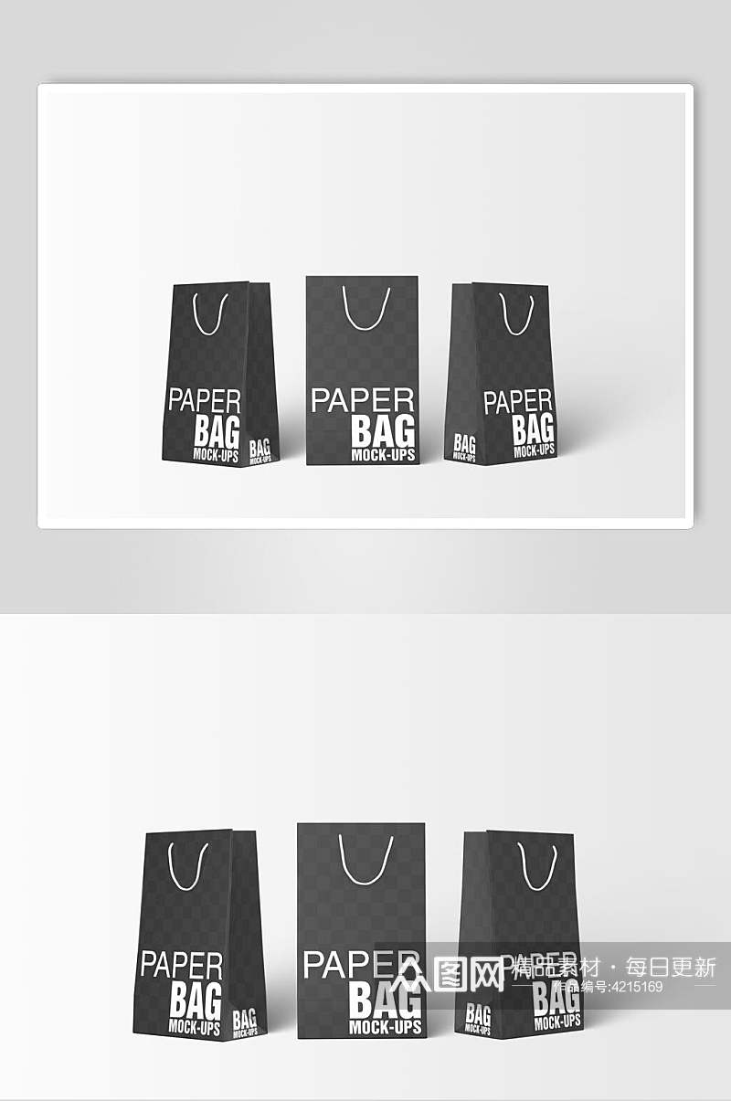 英文字母黑纸盒手提袋购物袋样机素材