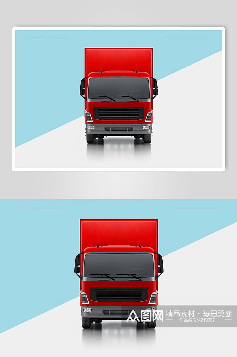 蓝红创意大气货车车身贴纸设计样机素材