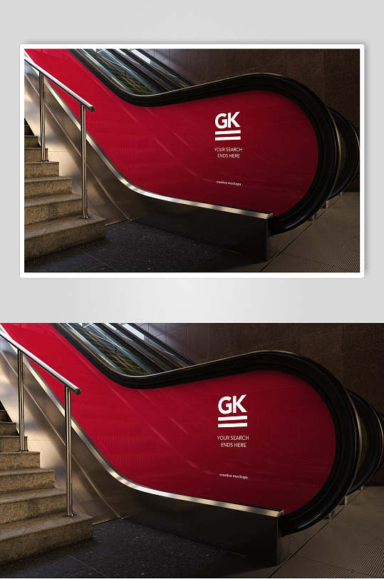 地铁电梯扶梯红色灯箱展示样机