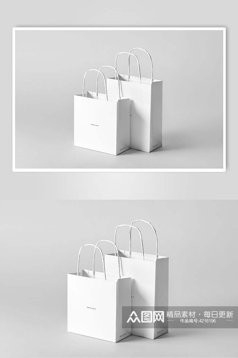立体方形白手提袋包装设计样机素材