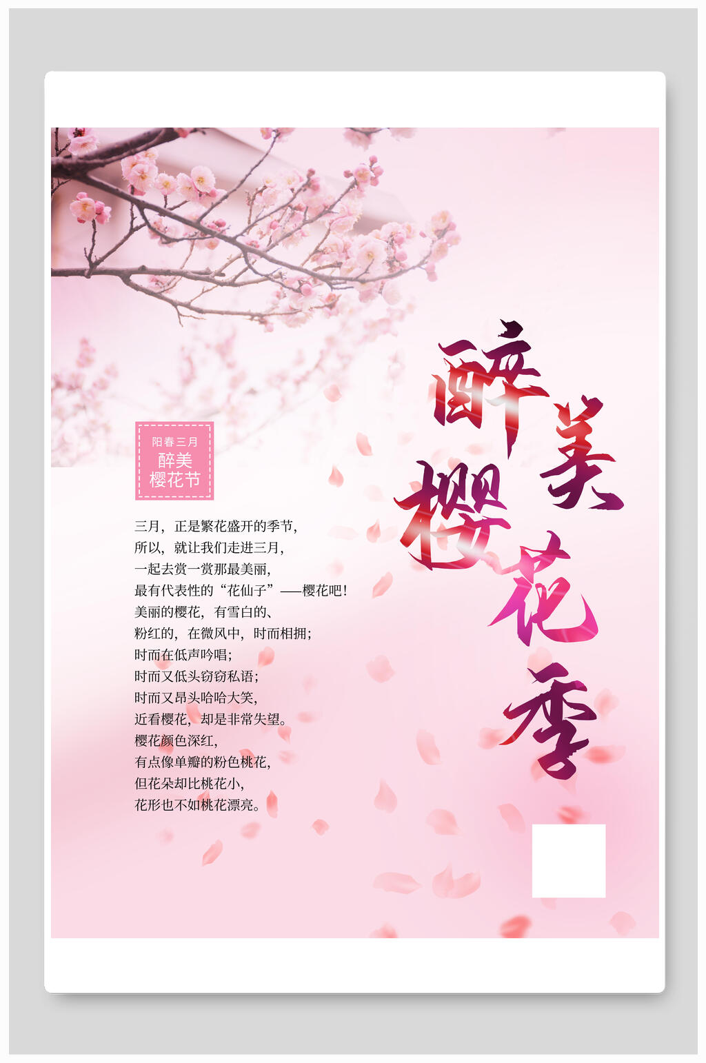 醉美樱花季旅行海报素材