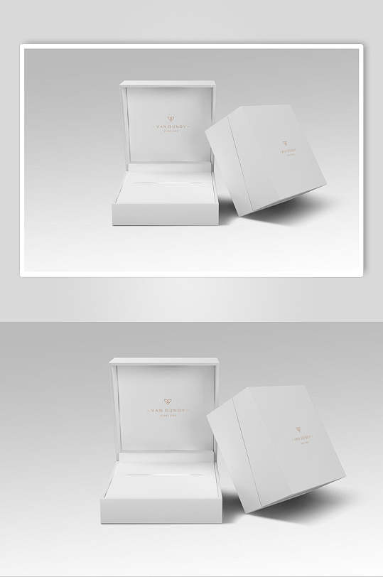 正方形白色翻盖珠宝首饰盒礼品袋样机