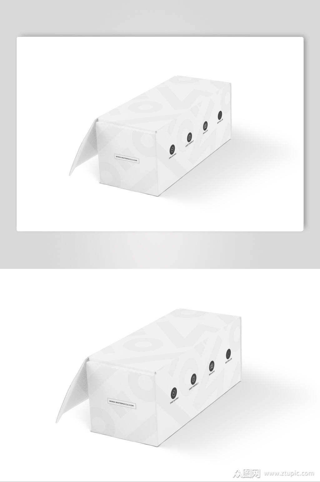 经典白色瓦楞纸包飞机盒外包装样机素材
