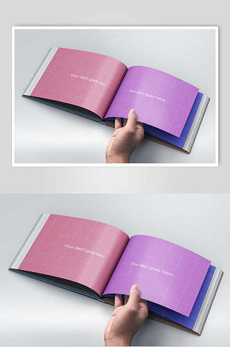 粉紫色精装书籍书本展示样机效果图