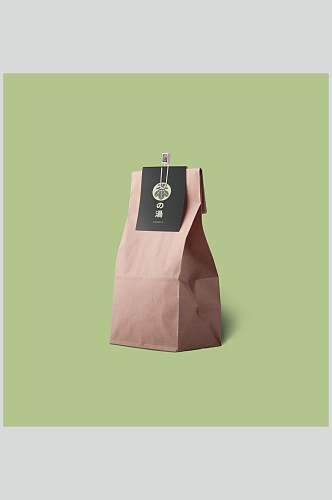 袋子绿黄创意大气茶叶包装贴图样机