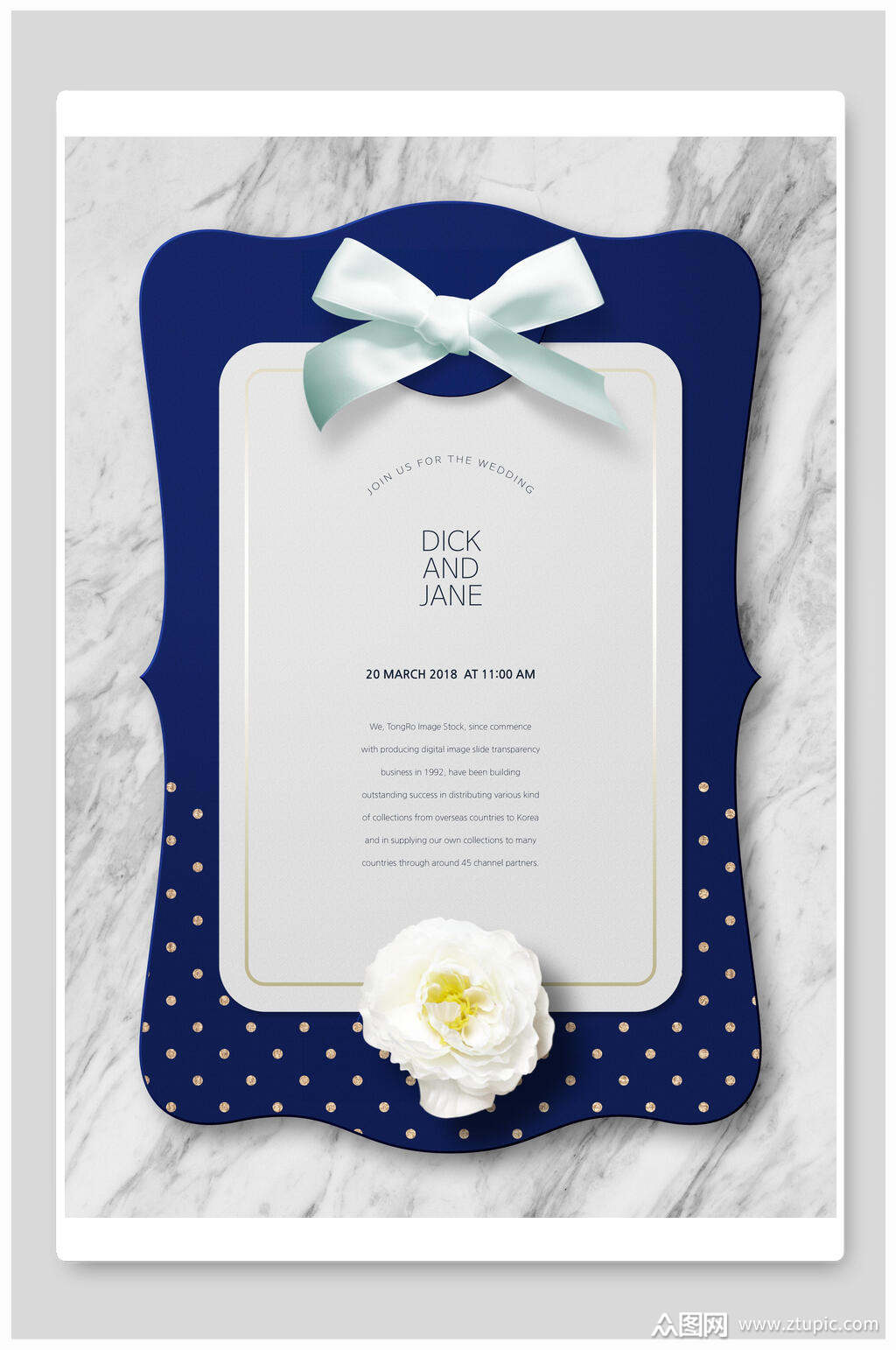 英文简约婚礼邀请函模板下载-编号3626550-众图网