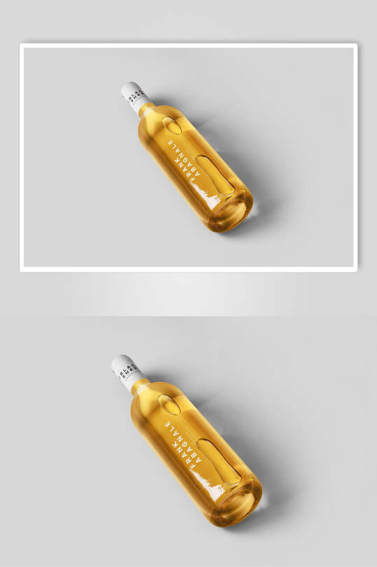 黄色红酒果酒玻璃瓶贴图包装