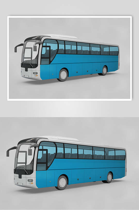 高端大巴车大客车巴士车身贴图样机-众图网