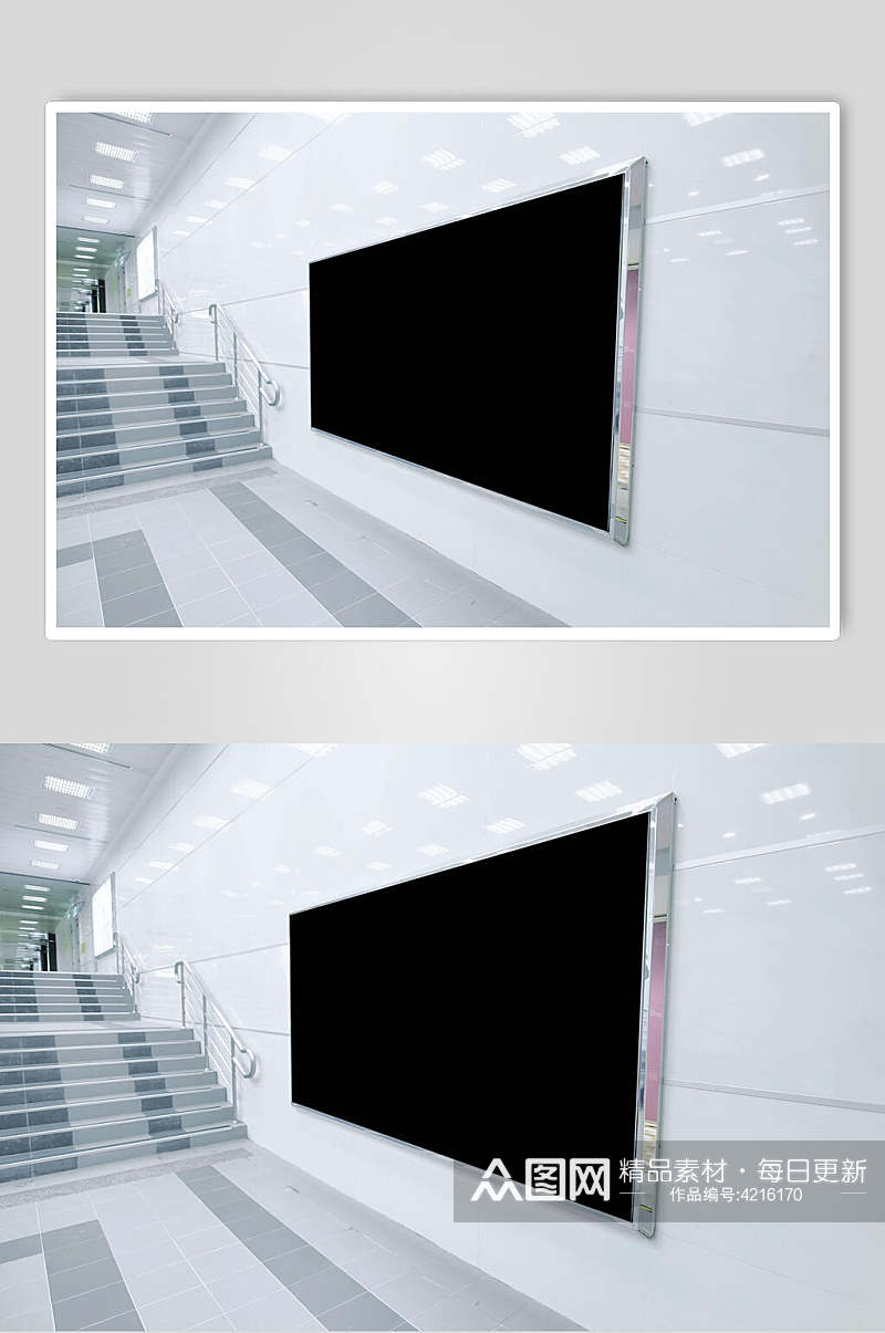 广告黑色液晶电视展示场景样机素材