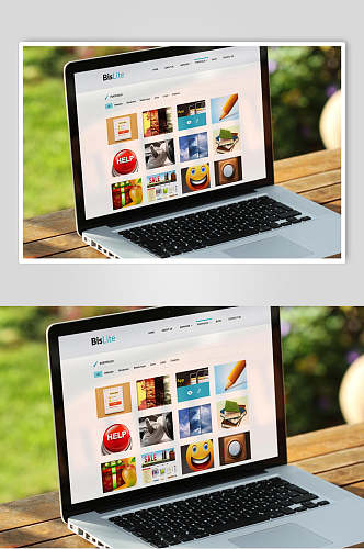 网页创意室外笔记本电脑场景样机