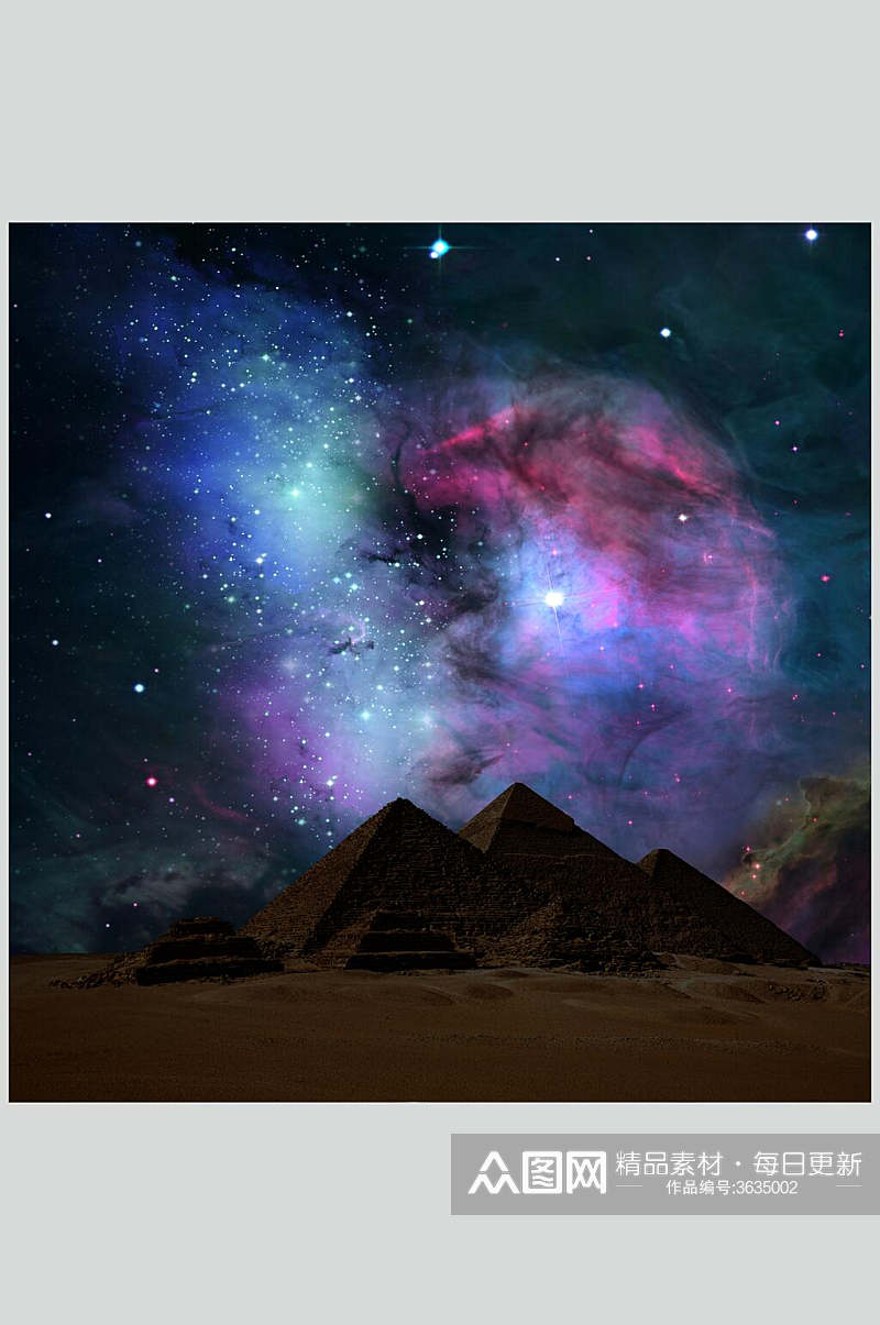 埃及金字塔狮身人面像夜景图片素材