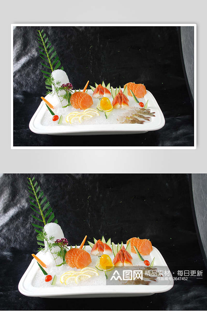 生鱼片海鲜刺身拼盘美食摄影图片叁素材