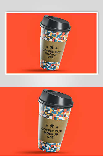 时尚彩色创意咖啡奶茶杯贴图样机
