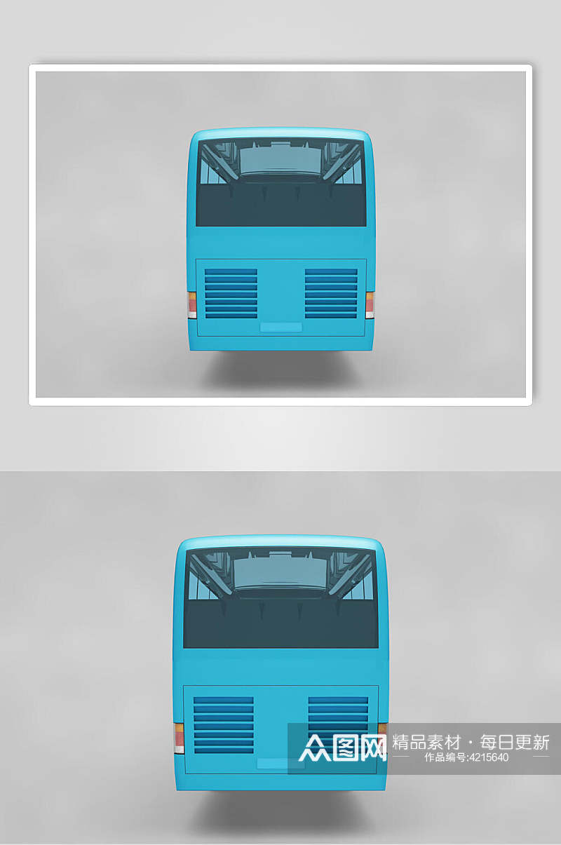蓝色大巴车大客车巴士车身贴图样机素材