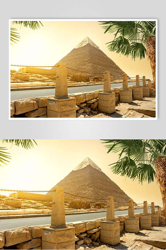 埃及金字塔狮身人面像落日图片