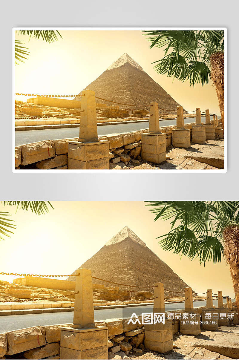埃及金字塔狮身人面像落日图片素材