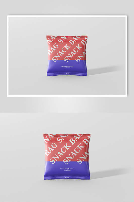 红蓝简约创意膨化食品包装袋样机