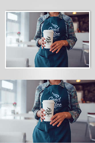 手指围裙咖啡品牌包装展示样机